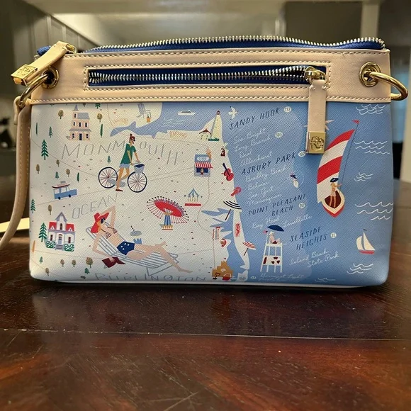 Spartina 449 Blue and Cream Crossbody Bag with Nautical Design - Picture 4 of 8
